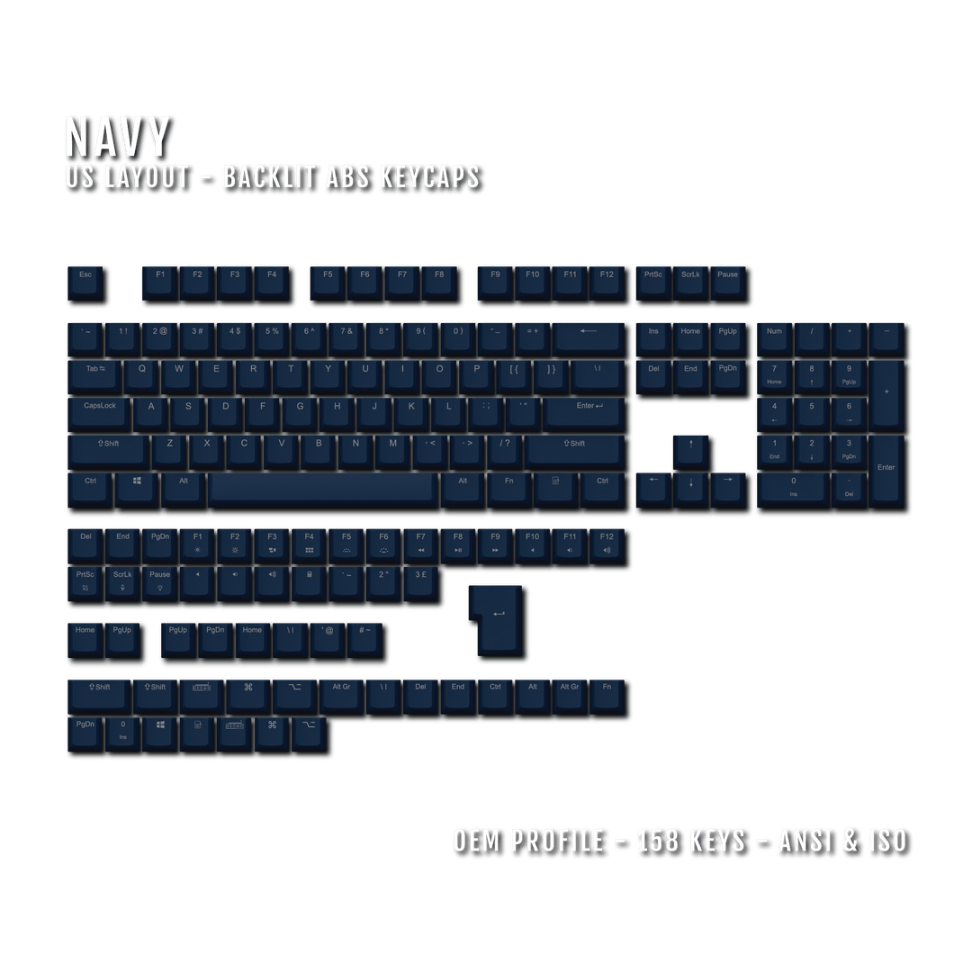 Navy UK & US Windows/Mac Backlit ABS Keycaps Krome Keycaps LTD mac & multimedia, Single Colour, UK