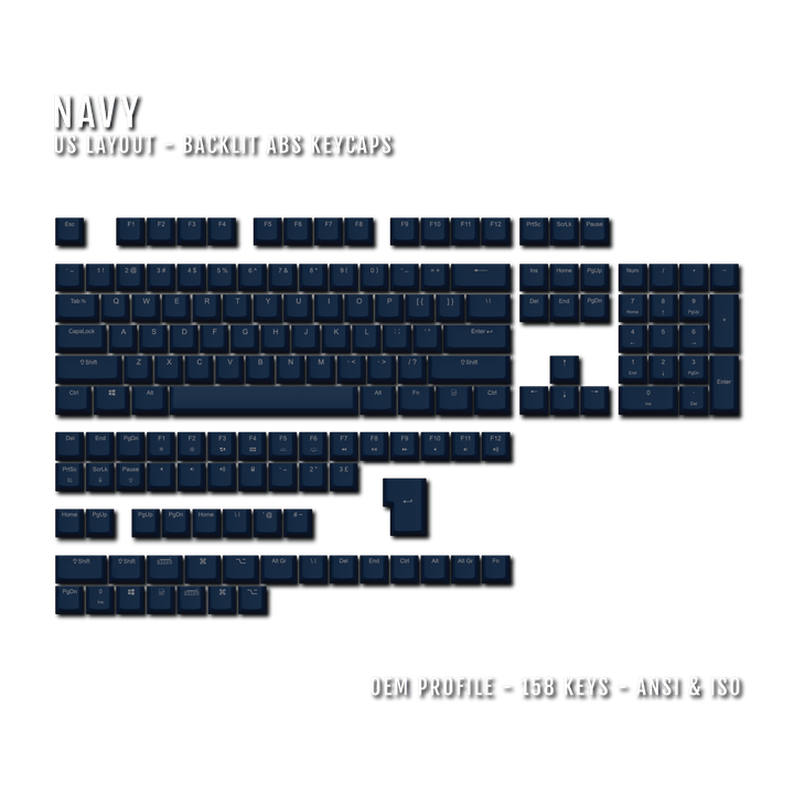 Navy UK & US Windows/Mac Backlit ABS Keycaps Krome Keycaps LTD mac & multimedia, Single Colour, UK