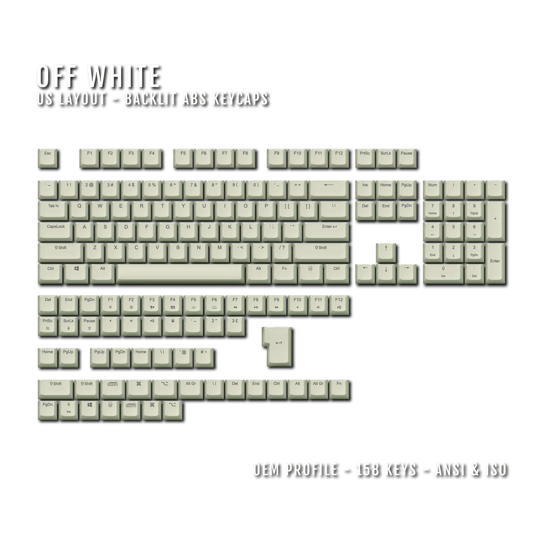 Off White UK & US Windows/Mac Backlit ABS Keycaps Krome Keycaps LTD mac & multimedia, Single Colour, US, USA