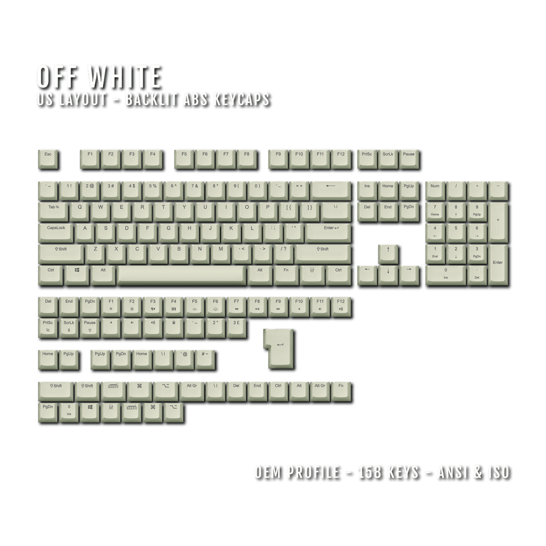 Off White UK & US Windows/Mac Backlit ABS Keycaps