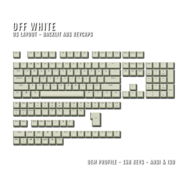 Off White UK & US Windows/Mac Backlit ABS Keycaps