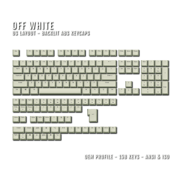 Off White UK & US Windows/Mac Backlit ABS Keycaps Krome Keycaps LTD mac & multimedia, Single Colour, US, USA