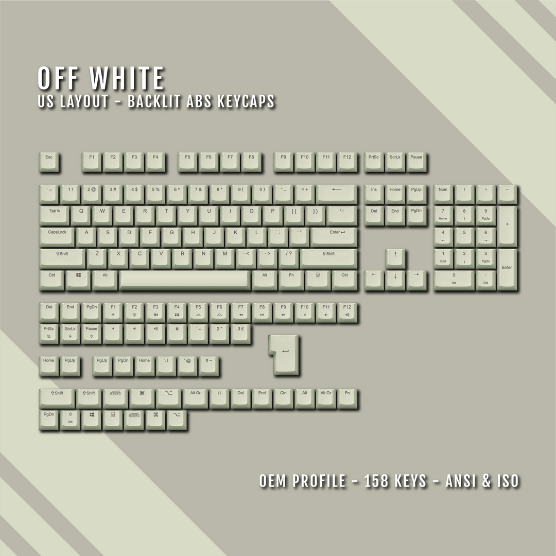 Off White UK & US Windows/Mac Backlit ABS Keycaps Krome Keycaps LTD mac & multimedia, Single Colour, US, USA