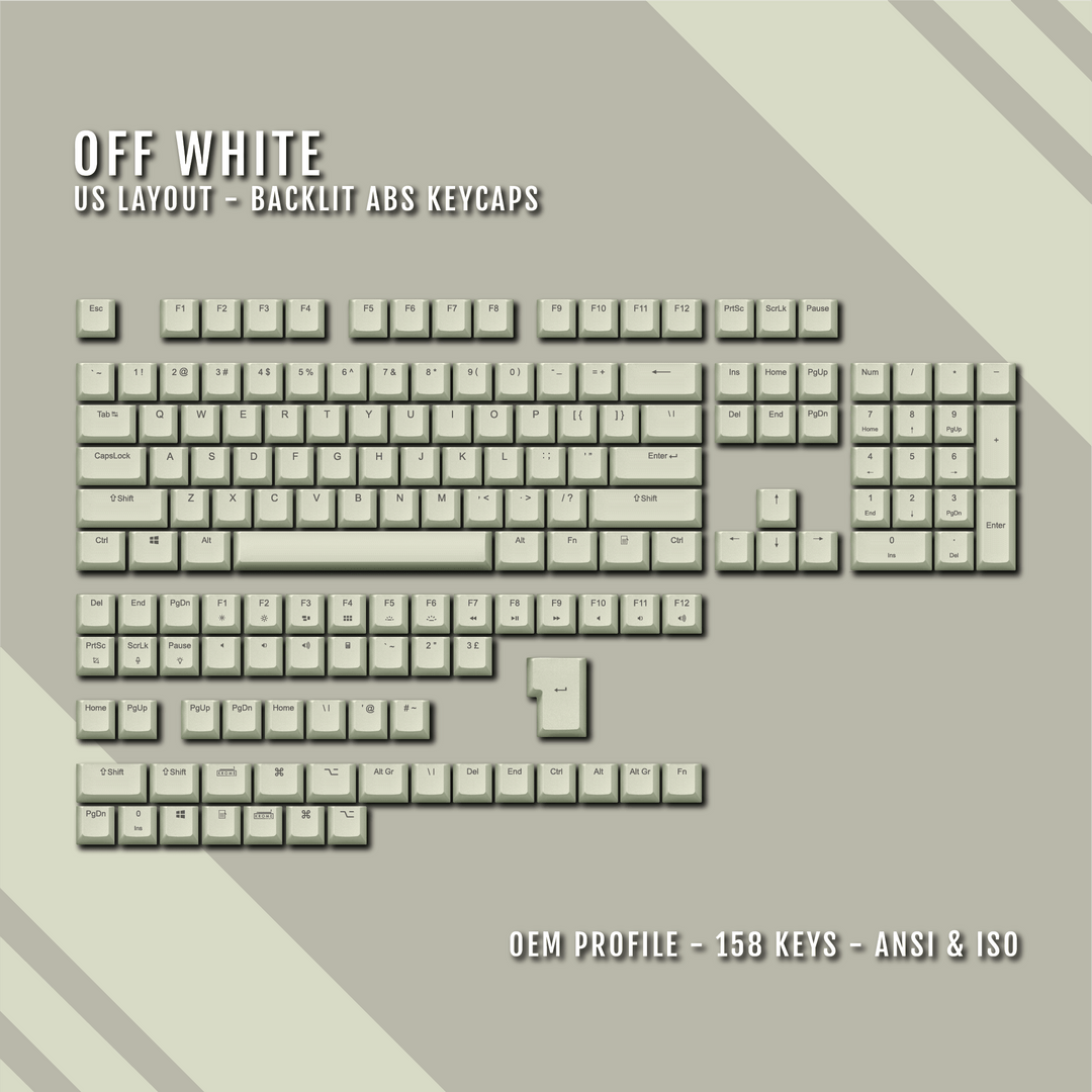 Off White UK & US Windows/Mac Backlit ABS Keycaps