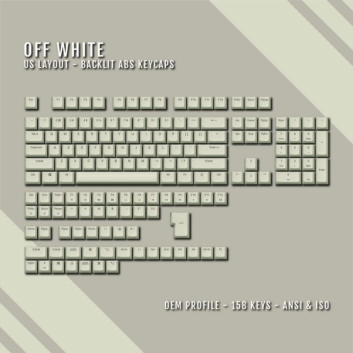 Off White UK & US Windows/Mac Backlit ABS Keycaps Krome Keycaps LTD mac & multimedia, Single Colour, US, USA