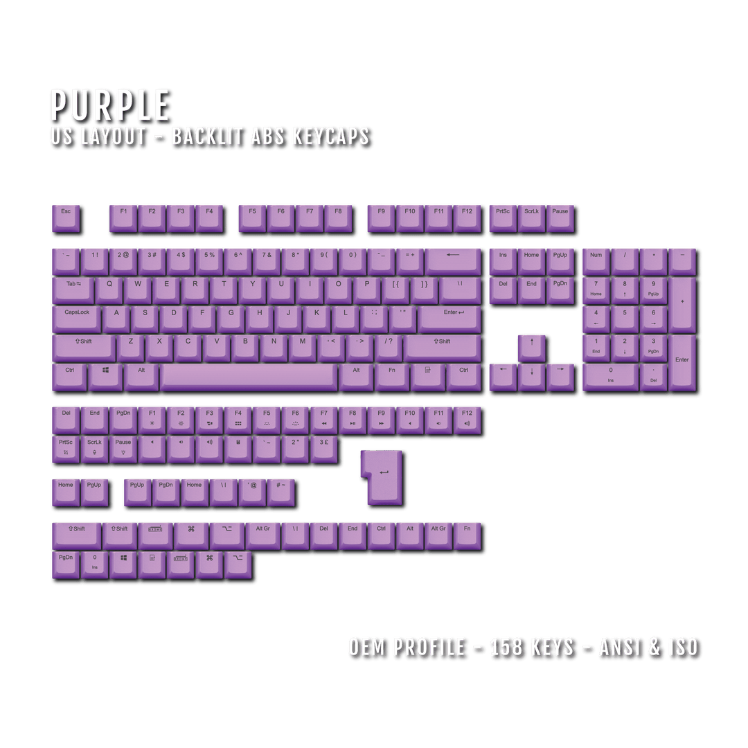 Purple UK & US Windows/Mac Backlit ABS Keycaps