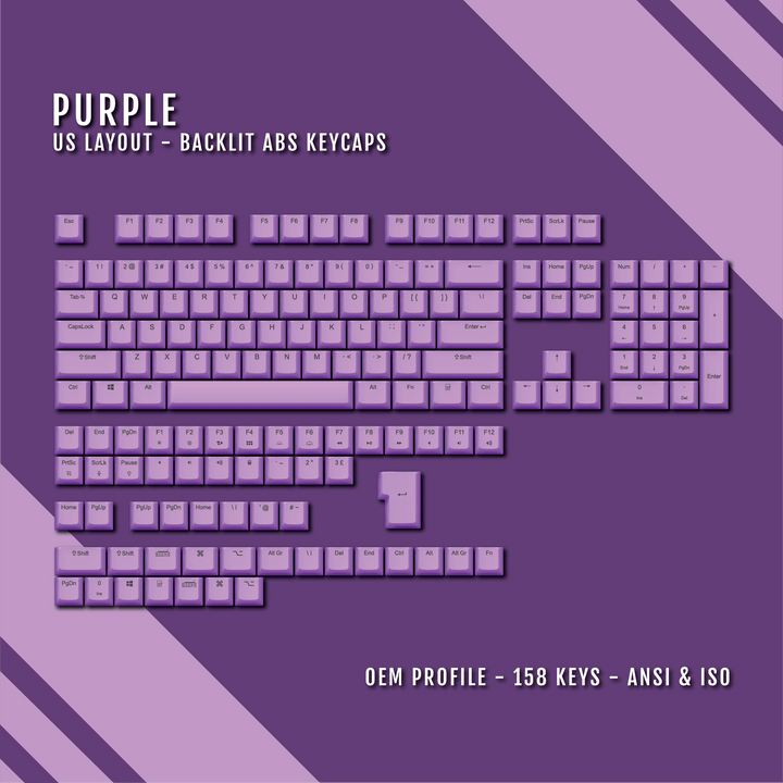 Purple UK & US Windows/Mac Backlit ABS Keycaps