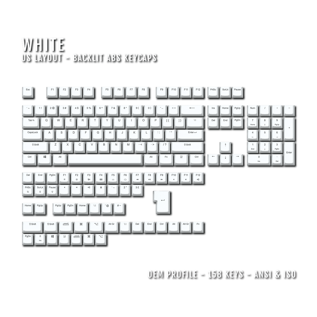 White UK & US Windows/Mac Backlit ABS Keycaps Krome Keycaps LTD mac & multimedia, Single Colour, UK