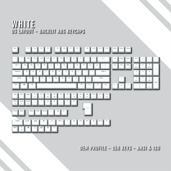 White UK & US Windows/Mac Backlit ABS Keycaps Krome Keycaps LTD mac & multimedia, Single Colour, UK