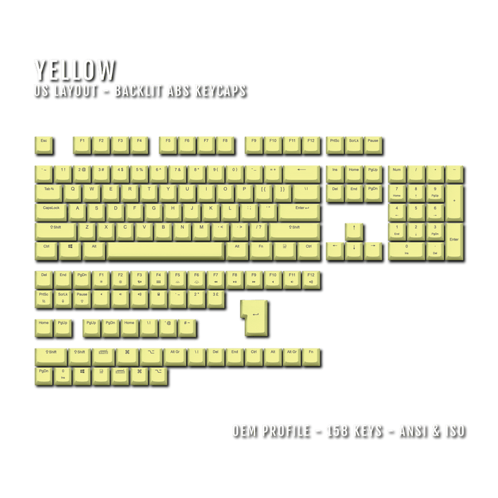 Yellow UK & US Windows/Mac Backlit ABS Keycaps