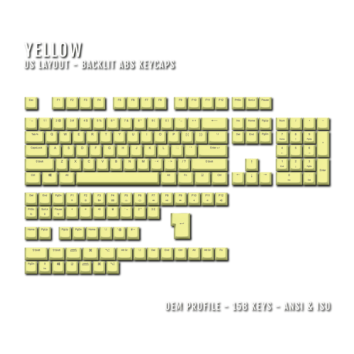 Yellow UK & US Windows/Mac Backlit ABS Keycaps Krome Keycaps LTD mac & multimedia, Single Colour, UK
