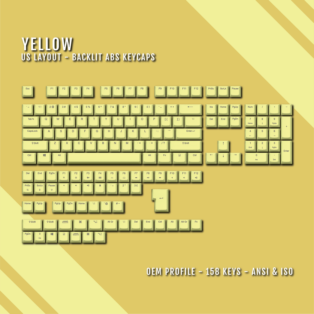 Yellow UK & US Windows/Mac Backlit ABS Keycaps