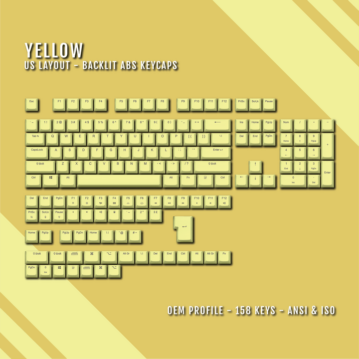 Yellow UK & US Windows/Mac Backlit ABS Keycaps Krome Keycaps LTD mac & multimedia, Single Colour, UK