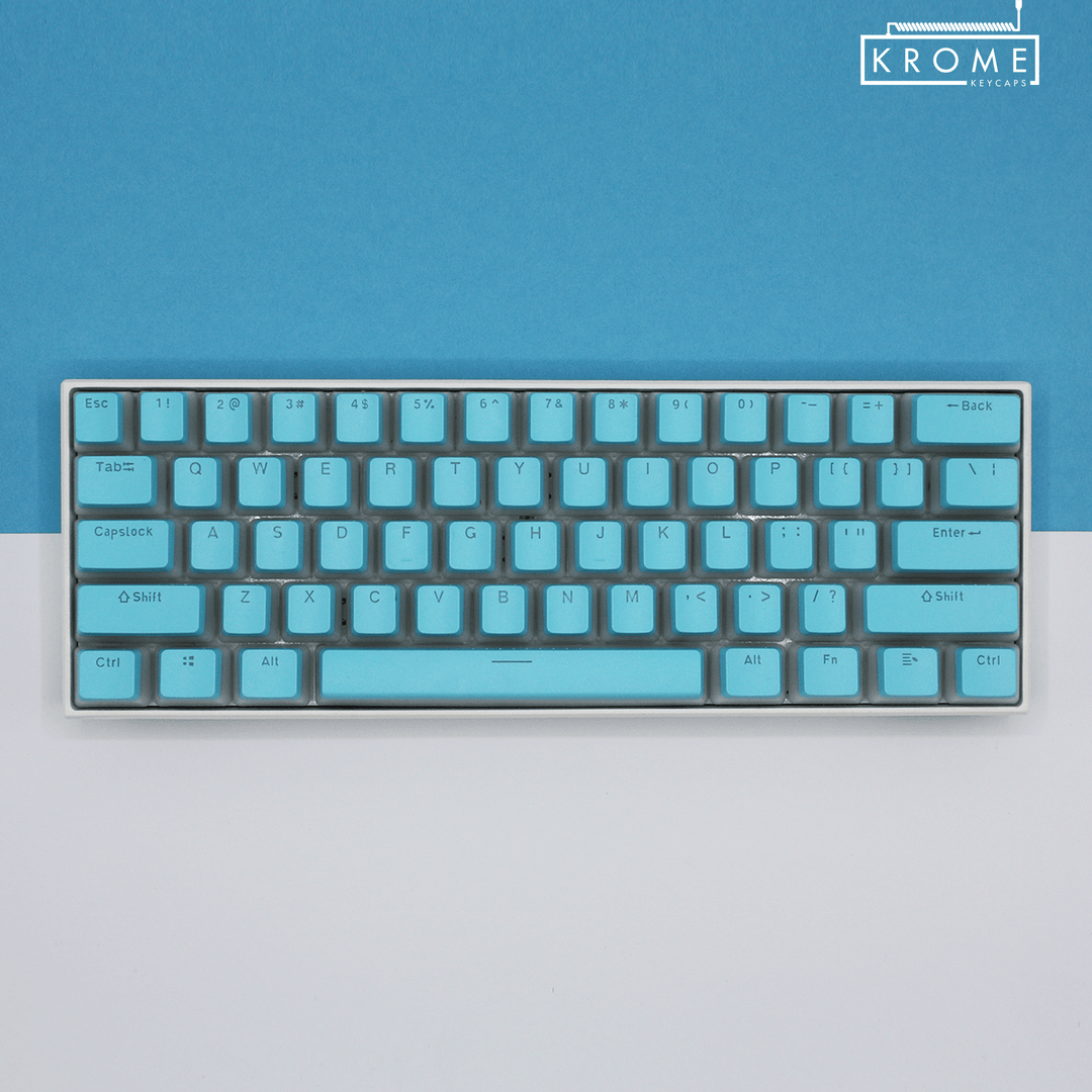 ISO/ANSI - Pudding Cyan PBT Keycaps - kromekeycaps