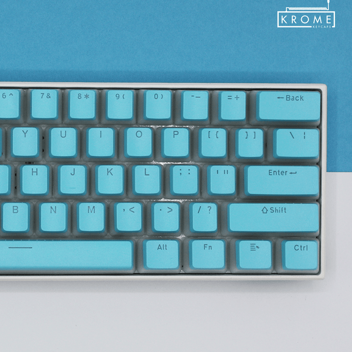 ISO/ANSI - Pudding Cyan PBT Keycaps - kromekeycaps