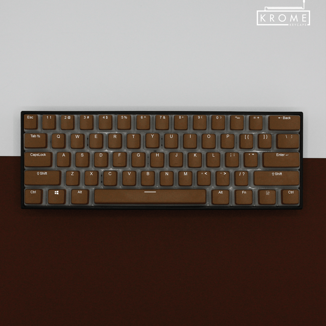 ANSI - Pudding Dark Brown PBT Keycaps - kromekeycaps