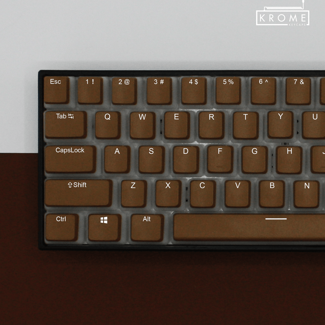 ANSI - Pudding Dark Brown PBT Keycaps - kromekeycaps