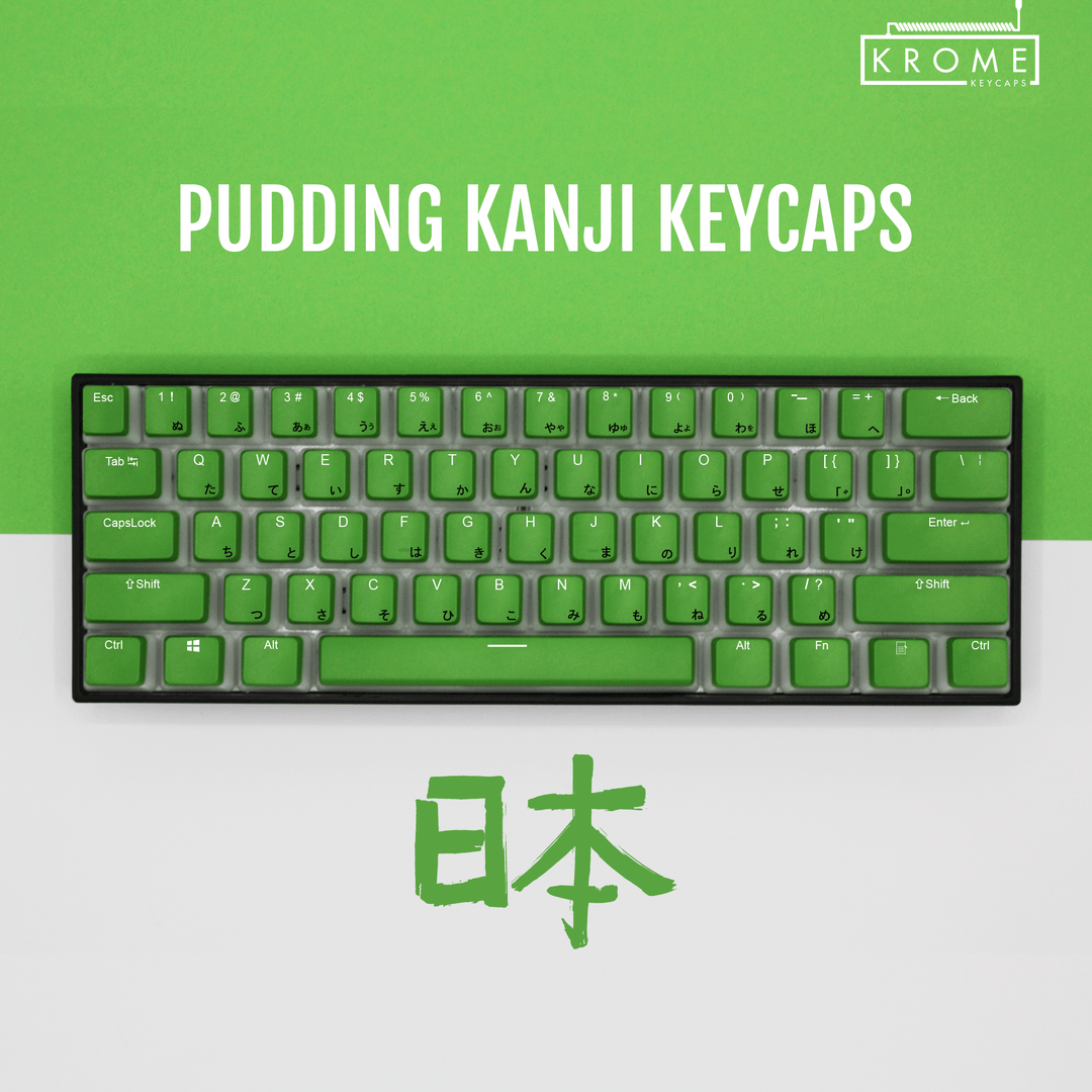 Green UK & Japanese Dual Language PBT Pudding Keycaps Krome Keycaps LTD Kanji Pudding