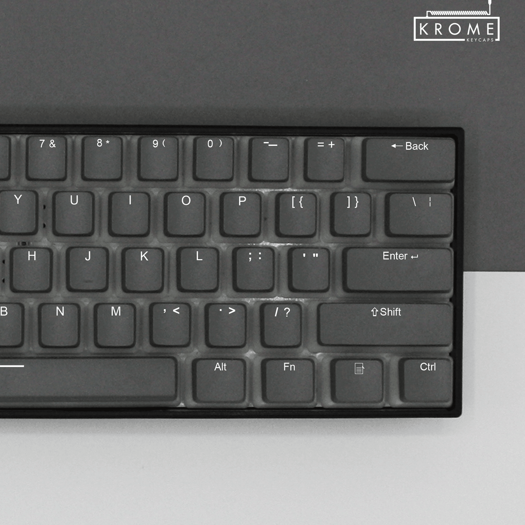 ISO/ANSI - Pudding Grey PBT Keycaps - kromekeycaps