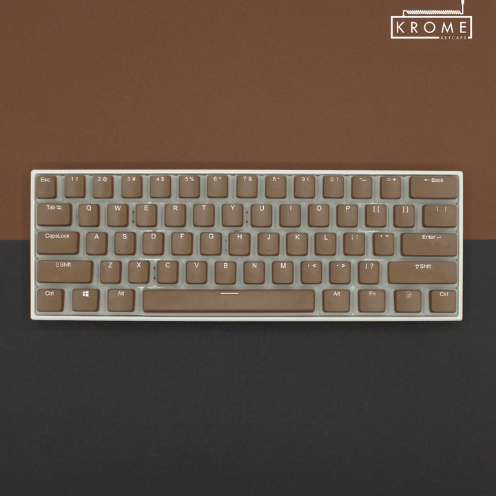 ANSI - Pudding Light Brown PBT Keycaps - kromekeycaps