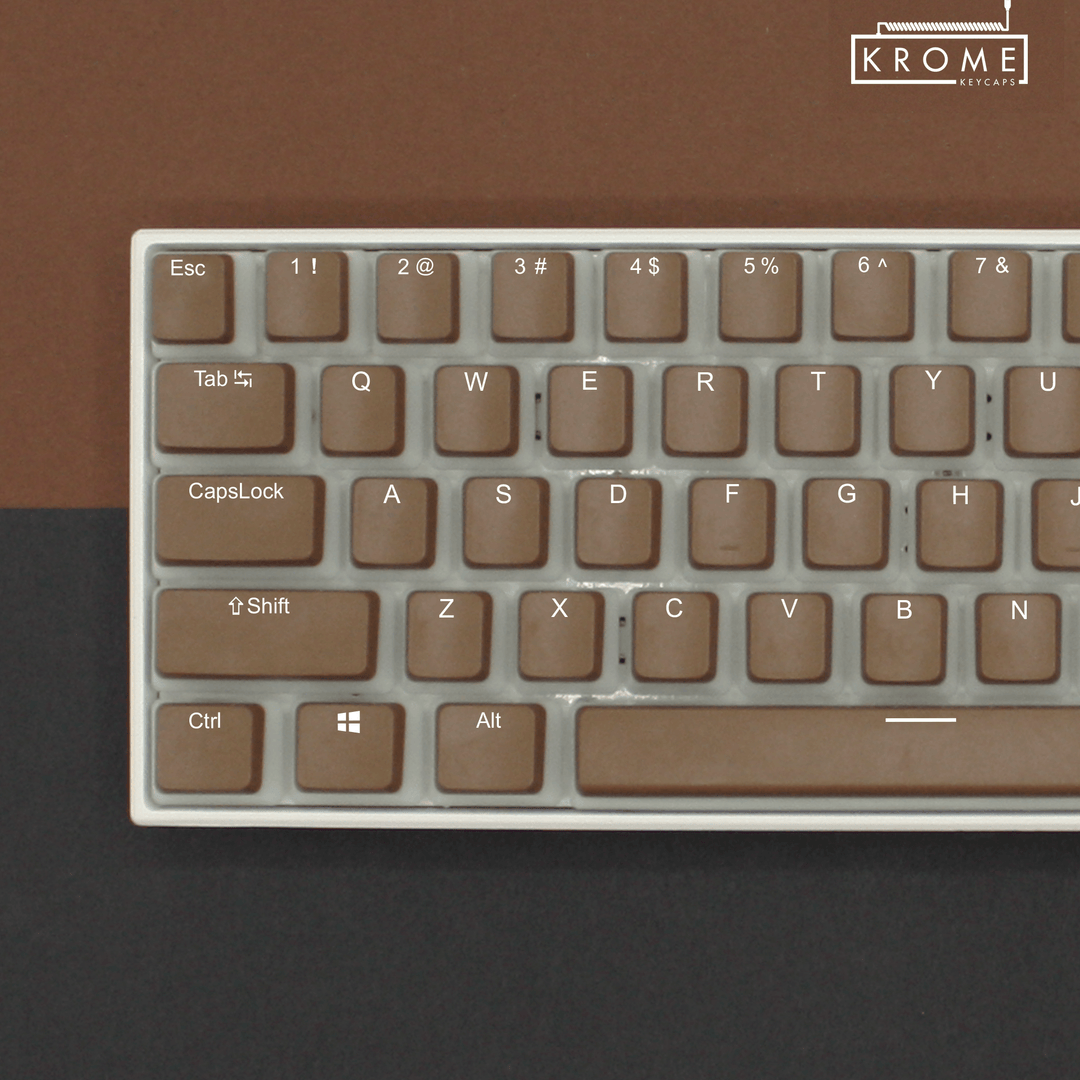 ANSI - Pudding Light Brown PBT Keycaps - kromekeycaps