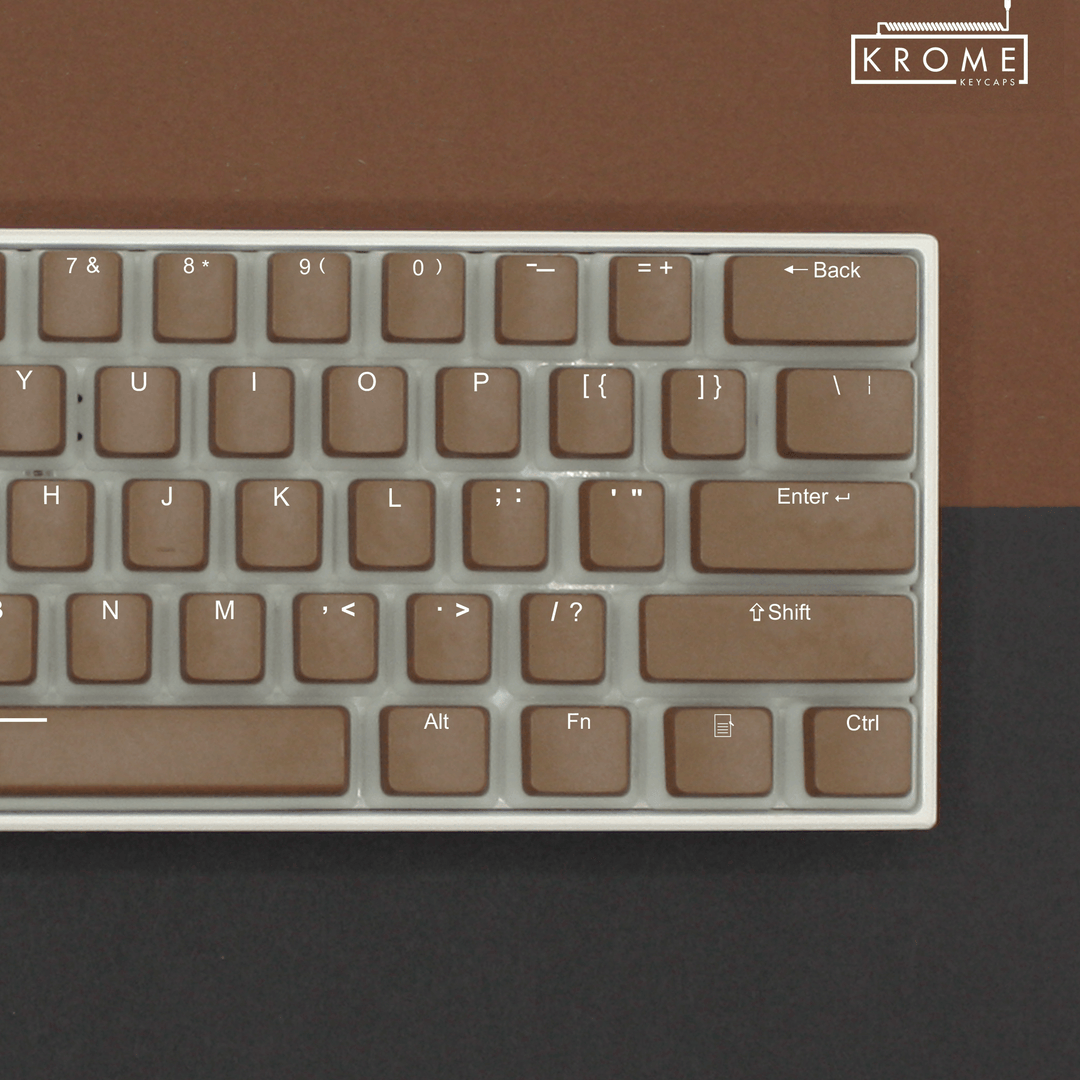 ANSI - Pudding Light Brown PBT Keycaps - kromekeycaps