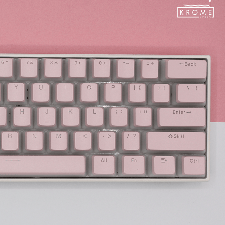 ISO/ANSI - Pudding Light Pink PBT Keycaps - kromekeycaps