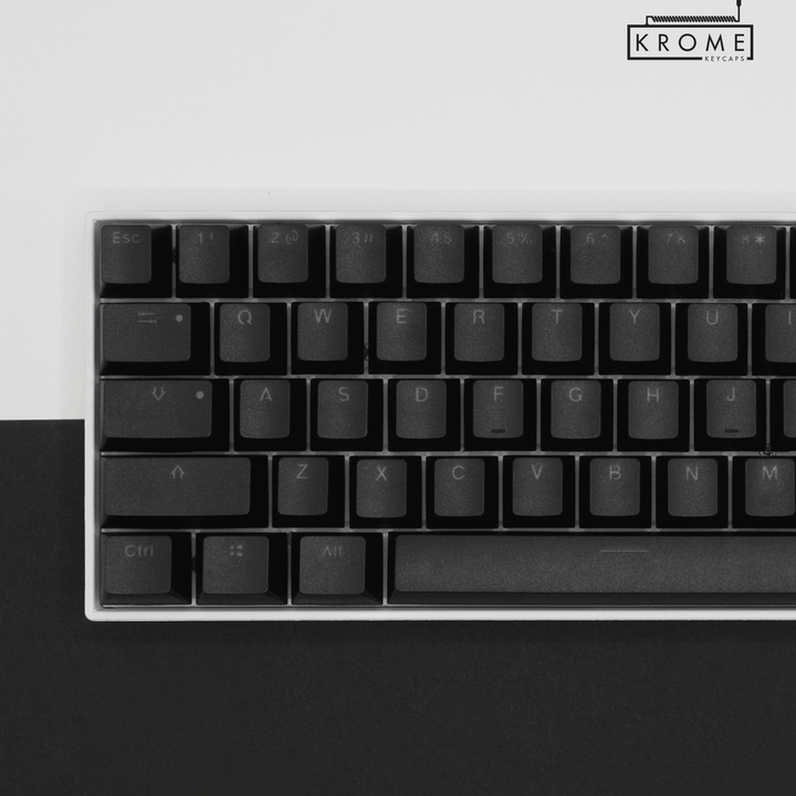 Black UK Dual Language PBT Keycaps - 65/75% Krome Keycaps LTD Single Colour, UK
