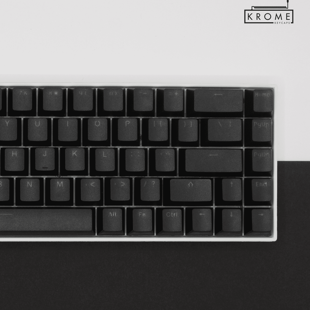 Black PBT German Keycaps - ISO-DE - 65/75% Sizes - Dual Language Keycaps - kromekeycaps