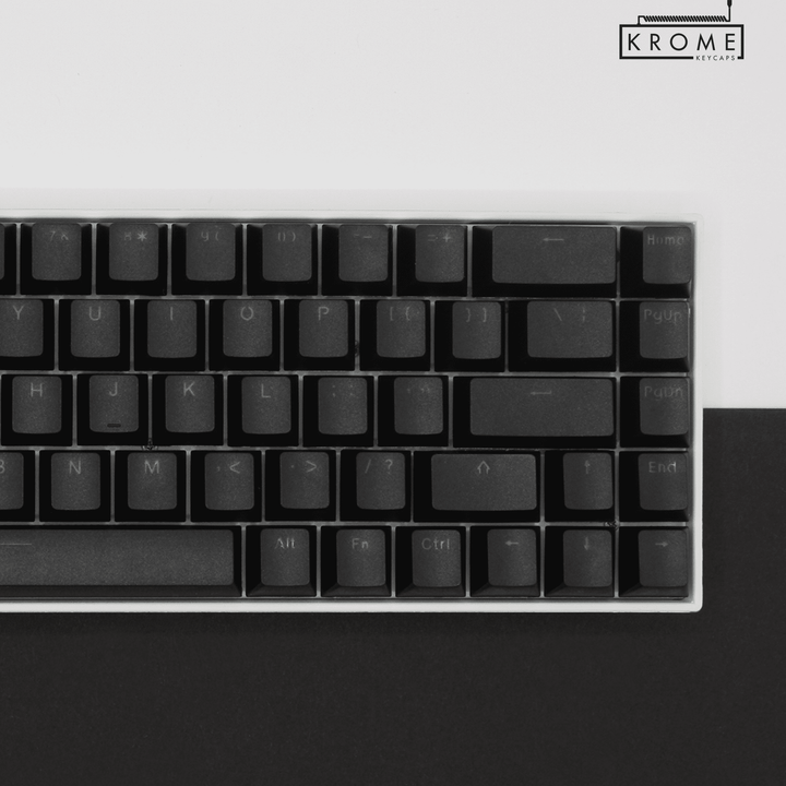Black UK Dual Language PBT Keycaps - 65/75% Krome Keycaps LTD Single Colour, UK