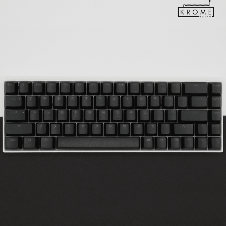 Black UK Dual Language PBT Keycaps - 65/75% Krome Keycaps LTD Single Colour, UK