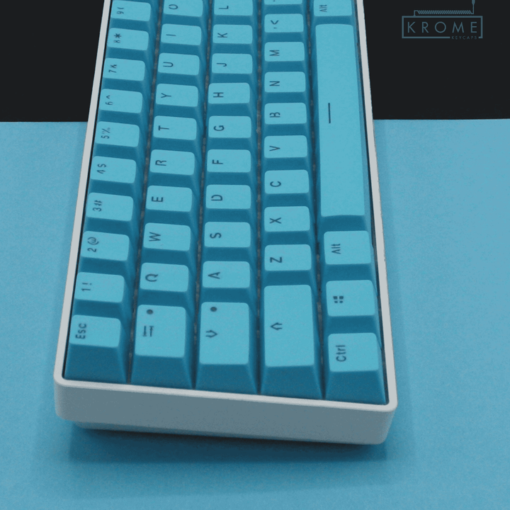 UK Blue PBT Keychron (Layout) Keycaps - 65/75% Sizes - Dual Language Keycaps - kromekeycaps