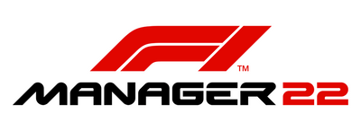Logo of F1 Manager 22 with red and black design on a white background