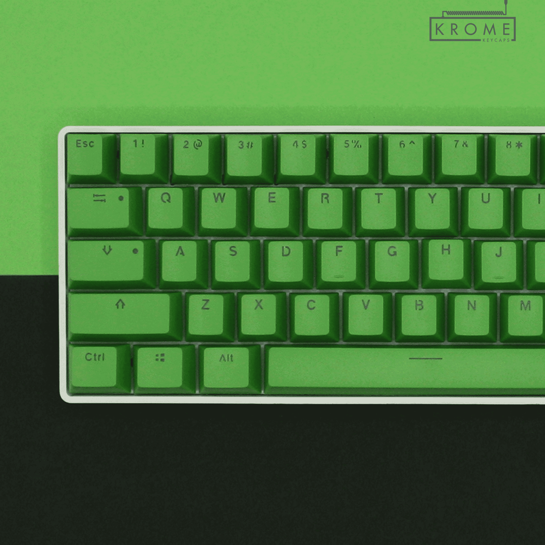 Green PBT Hungarian Keycaps - ISO-HU - 65/75% Sizes - Dual Language Keycaps - kromekeycaps