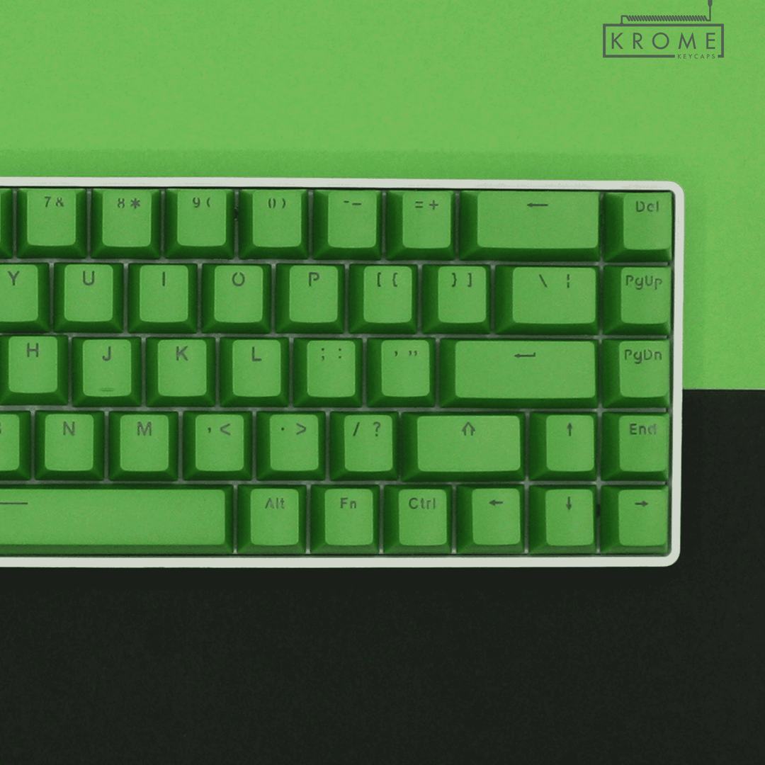 Green PBT Hungarian Keycaps - ISO-HU - 65/75% Sizes - Dual Language Keycaps - kromekeycaps