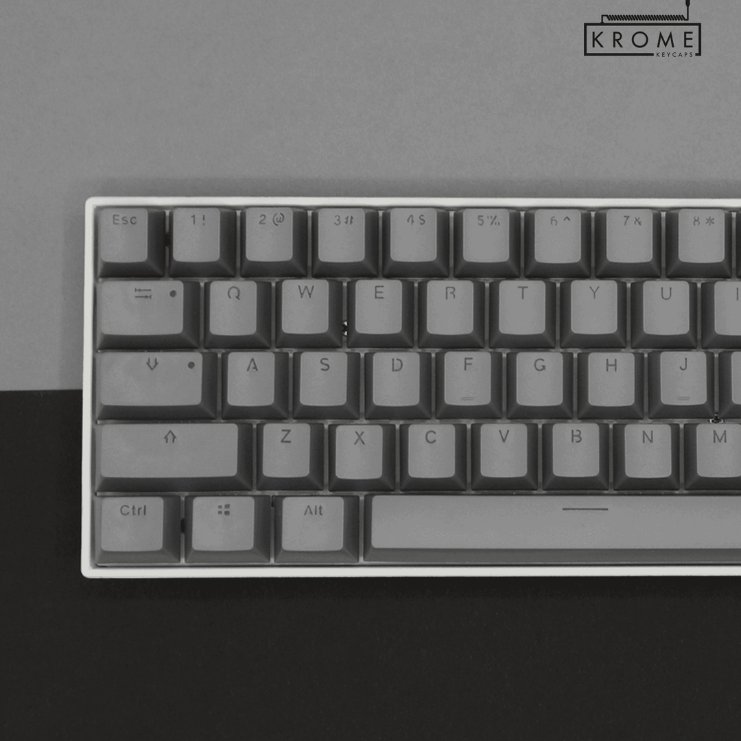 Grey PBT Hungarian Keycaps - ISO-HU - 65/75% Sizes - Dual Language Keycaps - kromekeycaps