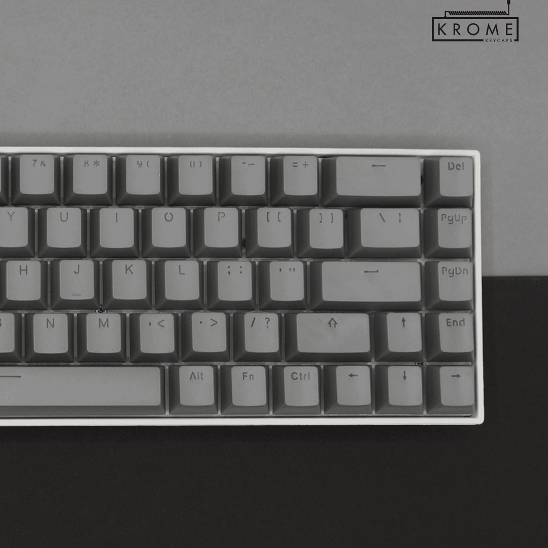 Grey PBT Czech Keycaps - ISO-CZ - 65/75% Sizes - Dual Language Keycaps - kromekeycaps