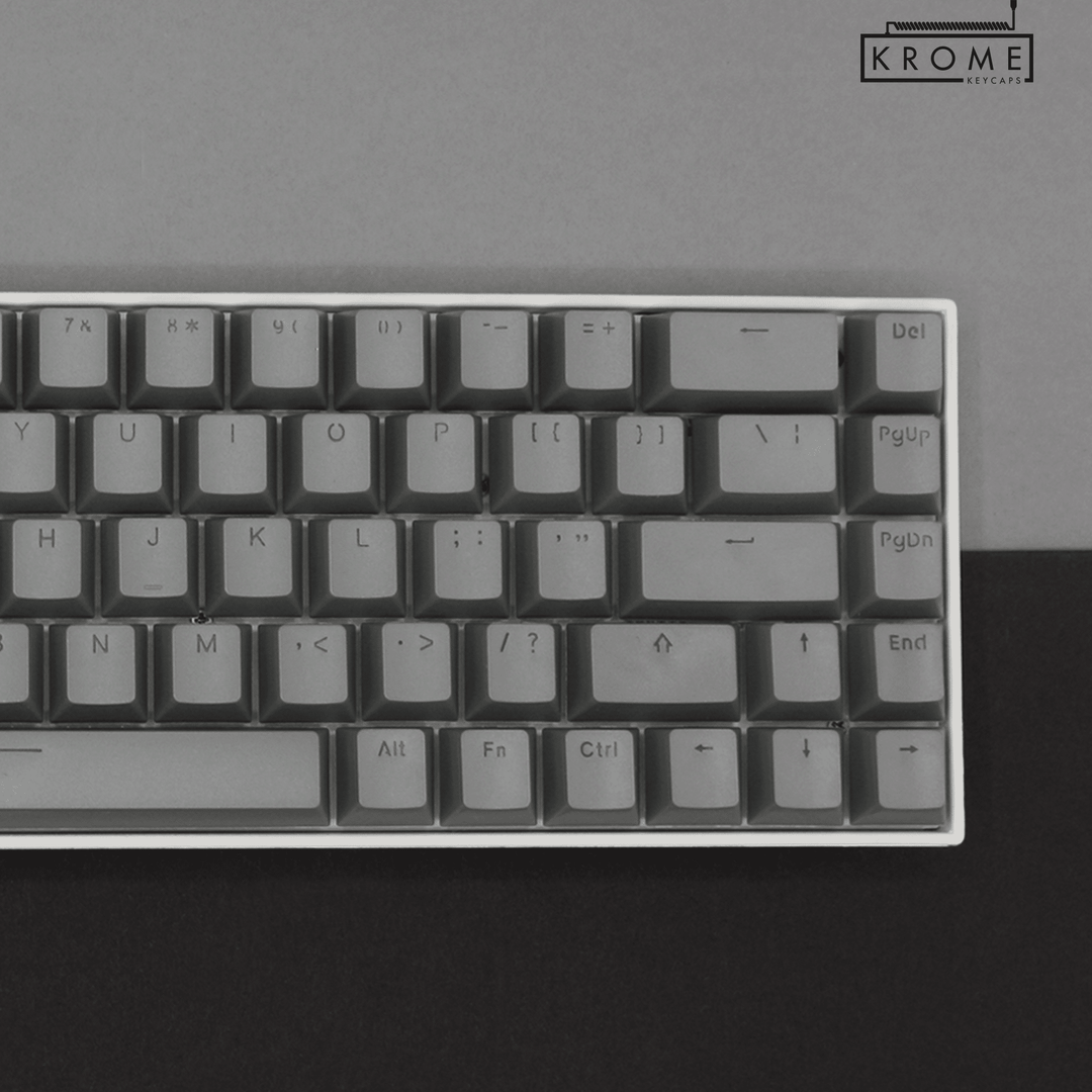 Grey UK & Japanese Dual Language PBT Keycaps - 65/75% Krome Keycaps LTD 