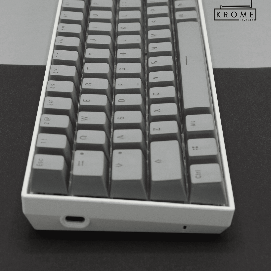Grey Italian (ISO-IT) Dual Language PBT Keycaps - 65/75% Krome Keycaps LTD italian