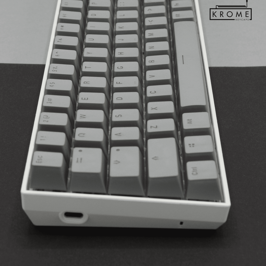 Grey PBT Czech Keycaps - ISO-CZ - 65/75% Sizes - Dual Language Keycaps - kromekeycaps