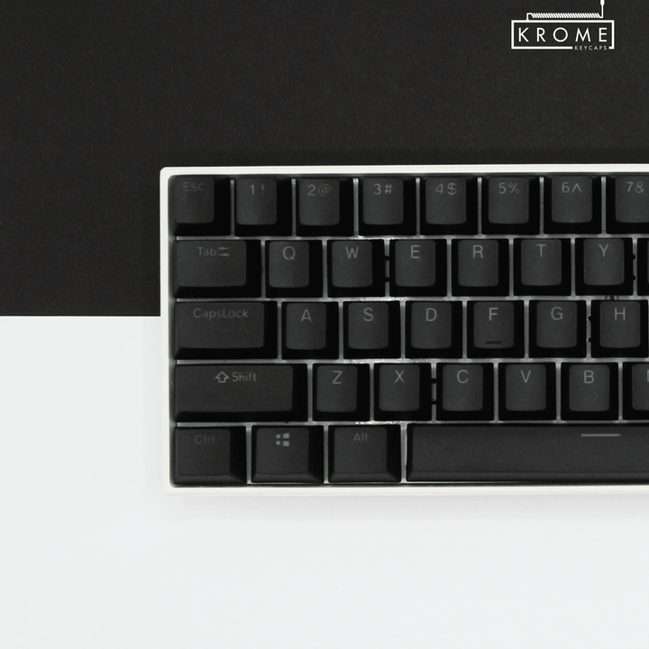 UK Black PBT Keychron (Layout) Keycaps - 100% Size - Dual Language Keycaps - kromekeycaps