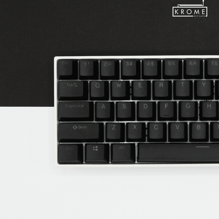 Black PBT Belgian Keycaps - ISO-BE - 100% Size - Dual Language Keycaps - kromekeycaps