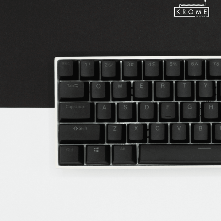Black PBT Danish Keycaps - ISO-DK - 100% Size - Dual Language Keycaps - kromekeycaps