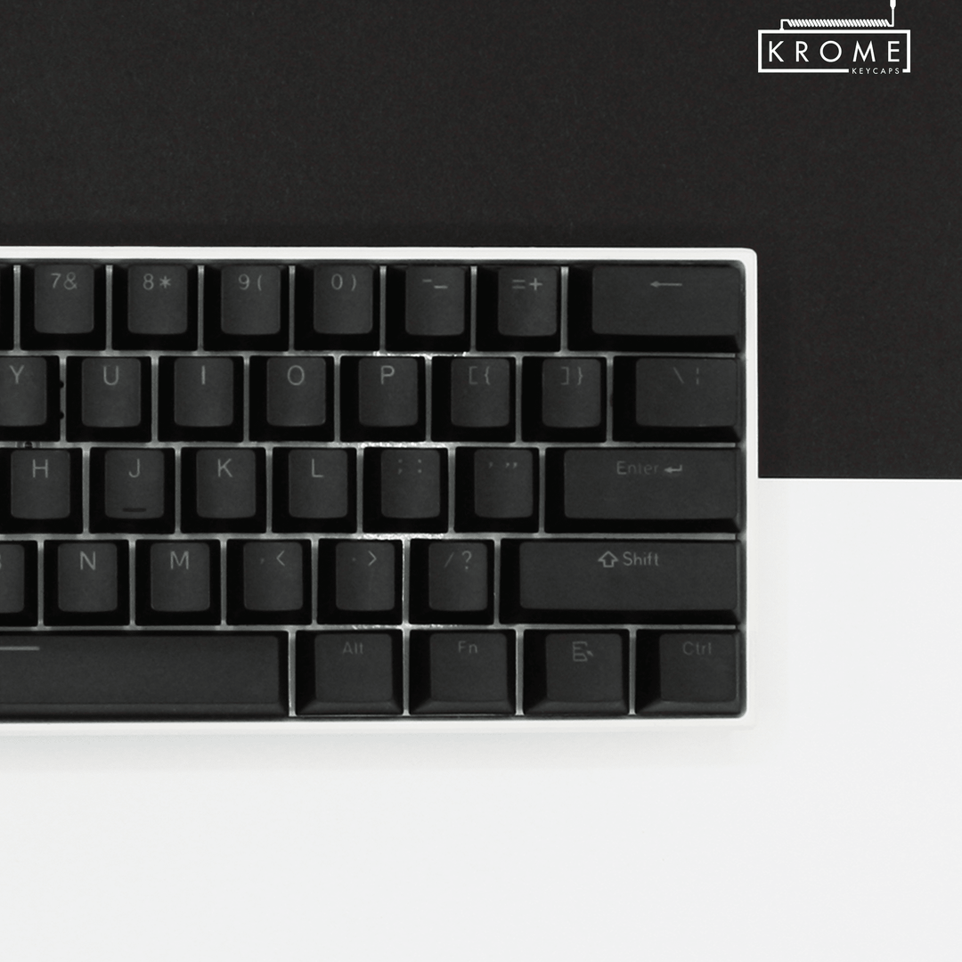 US Black PBT Japanese (Hiragana) Keycaps - 100% Size - Dual Language Keycaps - kromekeycaps