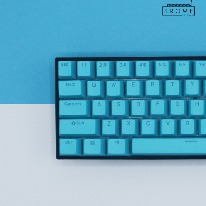 Blue PBT Belgian Keycaps - ISO-BE - 100% Size - Dual Language Keycaps - kromekeycaps