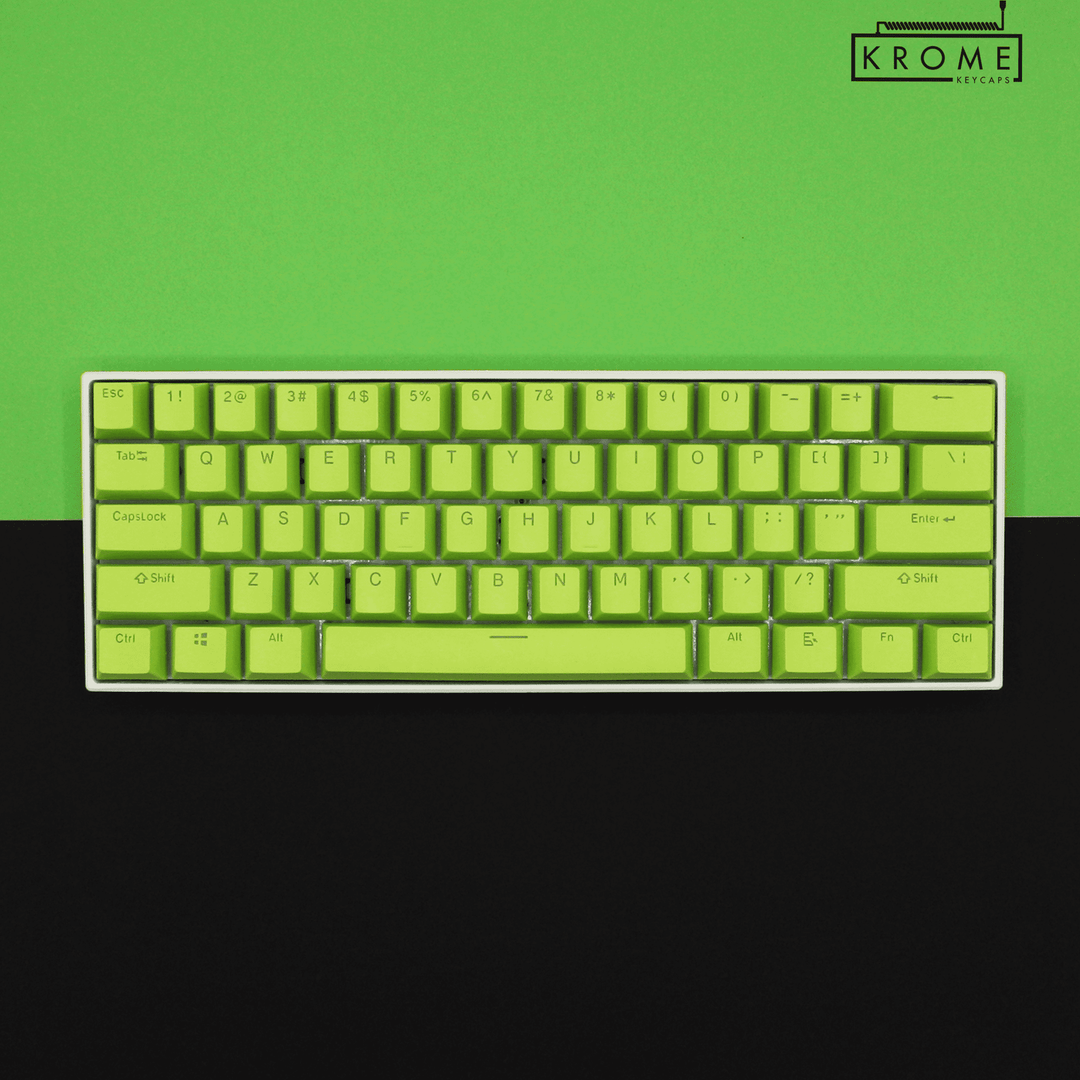 UK Green PBT Keychron (Layout) Keycaps - 100% Size - Dual Language Keycaps - kromekeycaps