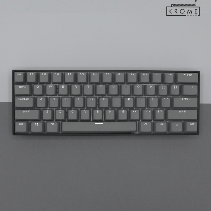 UK Grey PBT Keychron (Layout) Keycaps - 100% Size - Dual Language Keycaps - kromekeycaps