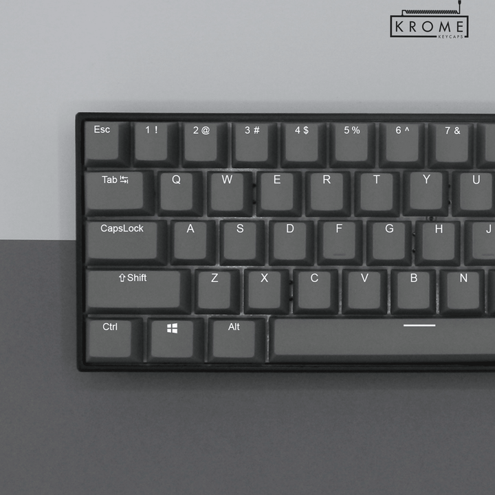 UK Grey PBT Keychron (Layout) Keycaps - 100% Size - Dual Language Keycaps - kromekeycaps