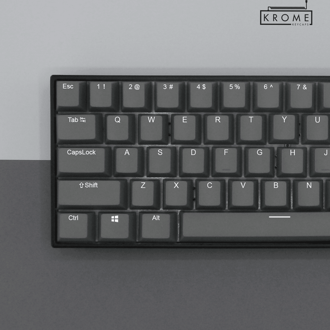 Grey PBT Czech Keycaps - ISO-CZ - 100% Size - Dual Language Keycaps - kromekeycaps