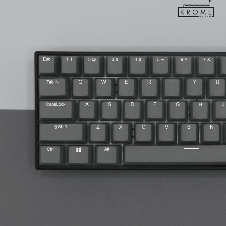 Grey PBT German Keycaps - ISO-DE - 100% Size - Dual Language Keycaps - kromekeycaps